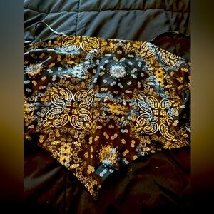 Large sexy bandana print silky crop top tie back adjustable toe and adjustable